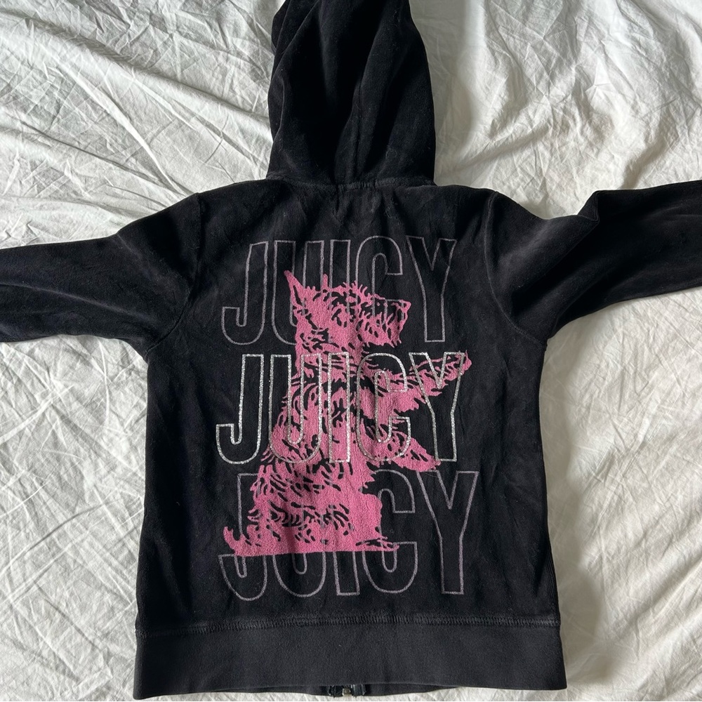 Juicy Couture Kids Black Hoodie with Pink Graphic